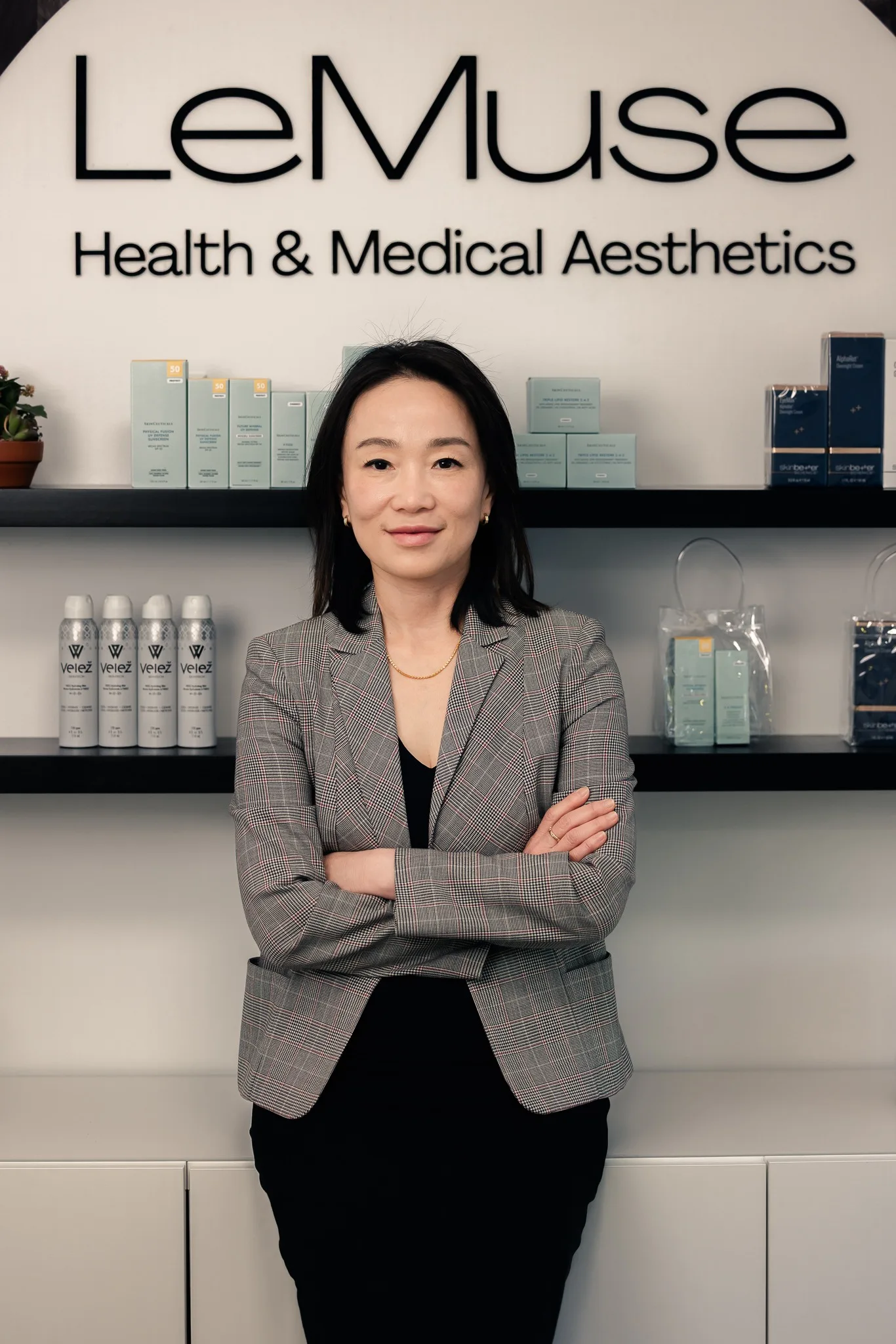 Medical aesthetics business owner photographed in her studio